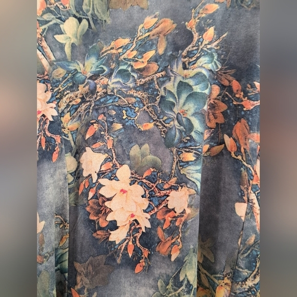 Anthropologie Solitaire Faux Suede Floral Open Front Jacket Women's Size Large - Picture 3 of 9